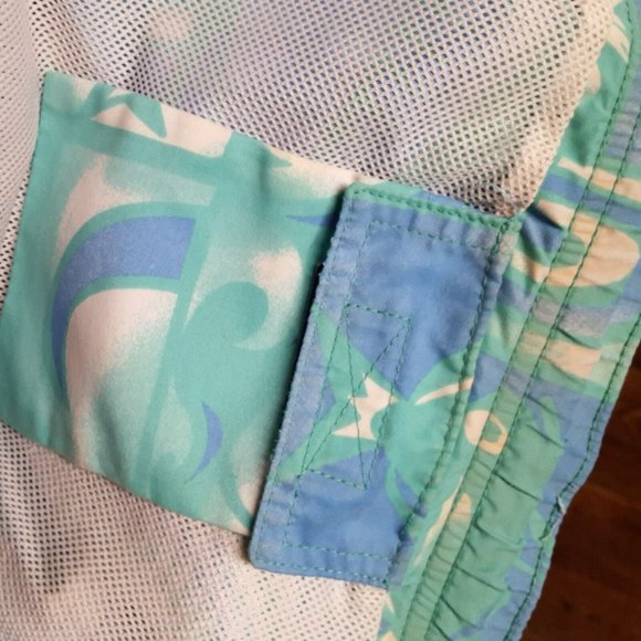 Vineyard Vines Mens Size XL Lined Swim Trunks Mint Green Blue Fish Themed *STAIN - Picture 4 of 4